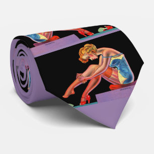 Corbata deliciosa impresión de chica pin-up de principios 