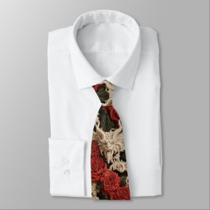 Corbata Demonio Cornudo Gárgola Barroco Rojo y Crema Gótic