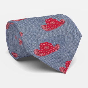Corbata Denim Print With Red Bandana Cowboy Hats Western