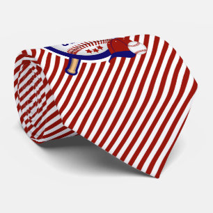 Corbata Deporte del béisbol en rayas rojo oscuro y blanca