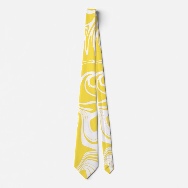 Corbata Derrame - Amarillo limón y blanco (Anverso)