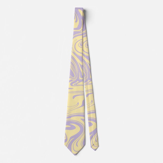 Corbata Derrame - Amarillo Pastel y Púrpura (Anverso)