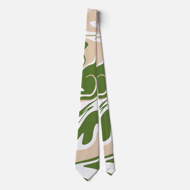Corbata Derrame - Blanco, Arena y Verde Palma (Anverso)