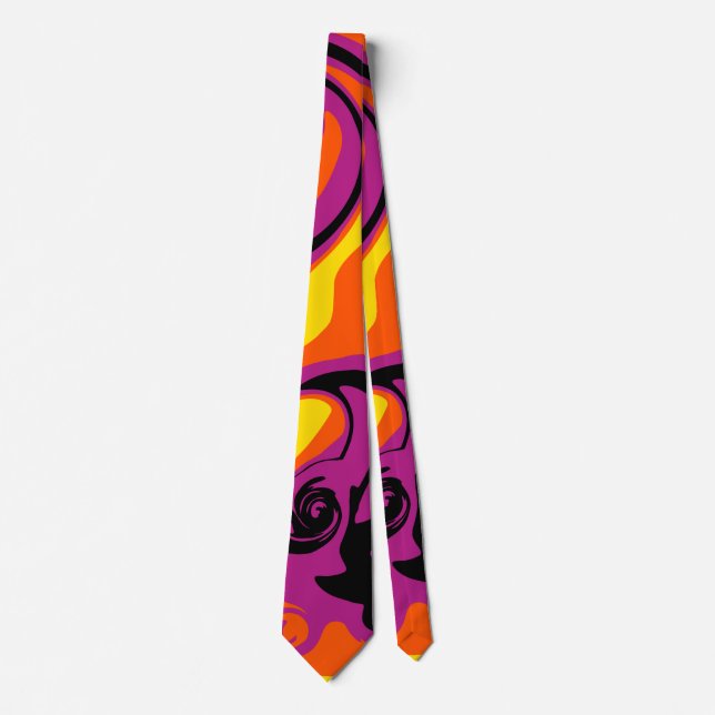 Corbata Derrame - Naranja, negro, rosa y amarillo (Anverso)