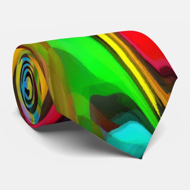 Corbata Desayuno psicodélico arte abstracto moderno (Enrollado)