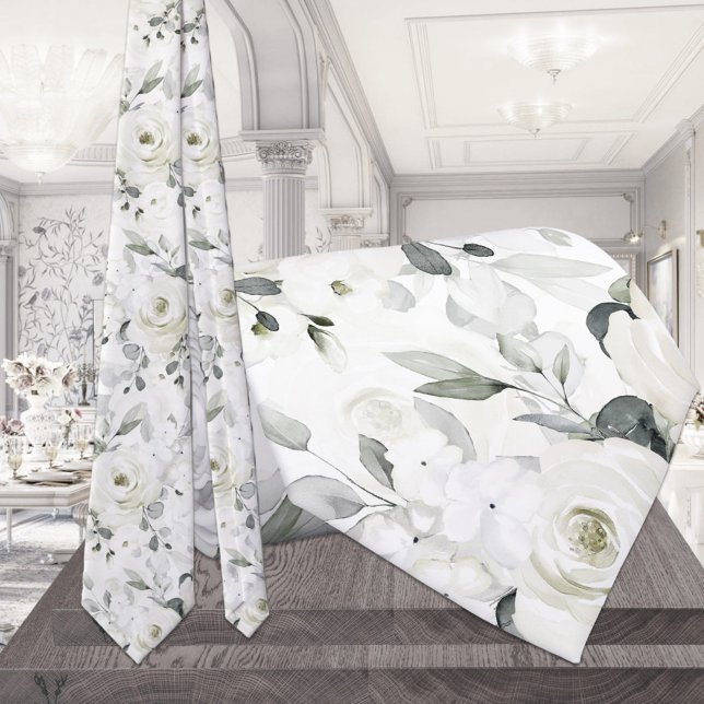 Corbata Desdemona blanca Rosa 2 Boda de eucalipto plateado (Subido por el creador)