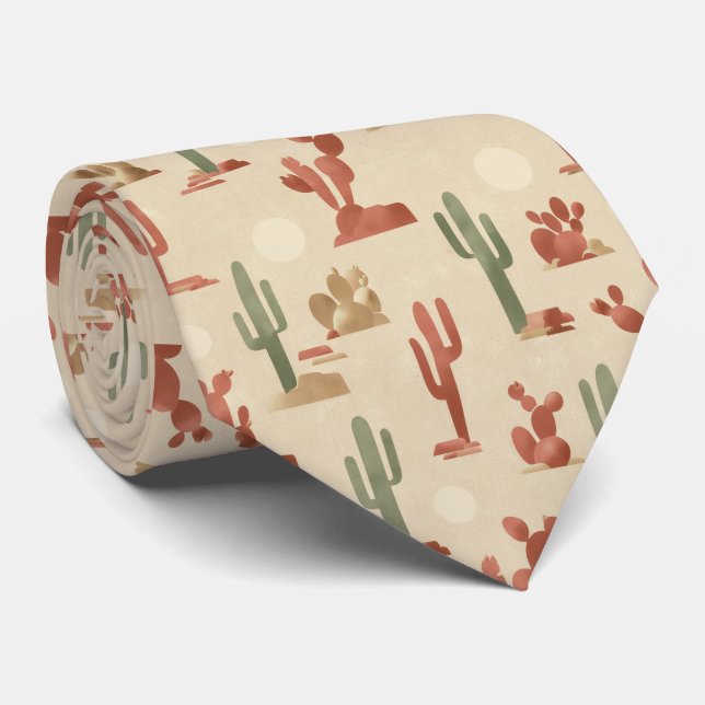 Corbata Desert Cactus Nature Pattern (Enrollado)