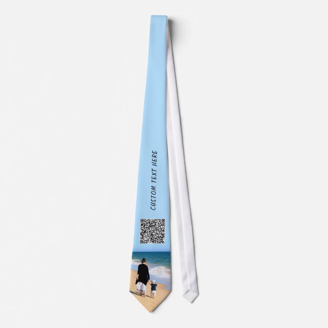 Corbata Design Your Photo Neck Tie with QR Code and Text (Anverso)