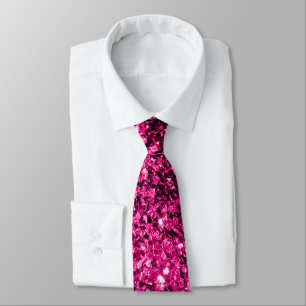 Corbata Destellos de purpurina falsos rosa caliente