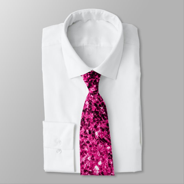 Corbata Destellos de purpurina falsos rosa caliente (Atado)