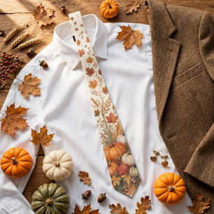 Corbata Día de Acción de Gracias Cosecha Calabaza Acuarela