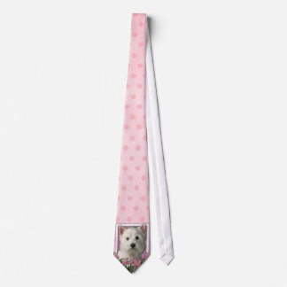 Corbata Día de la Madre - tulipanes rosados - Westie