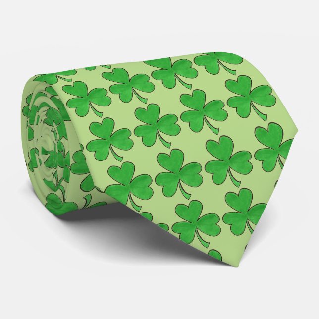 Corbata Día de San Patricio, amante del Shamrock verde (Enrollado)