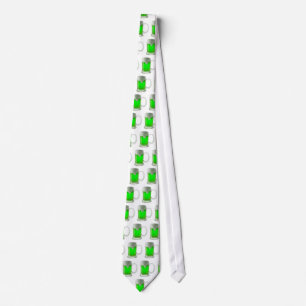 Corbata Día de San Patricio Cerveza Verde Neón Divertida