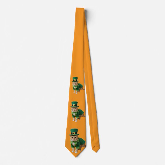 Corbata Día de San Patricio Gato Naranja  (Anverso)