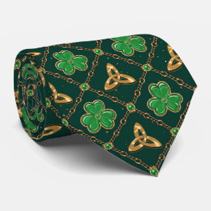 Corbata Día de San Patricio geométrico Triskele celta Sham