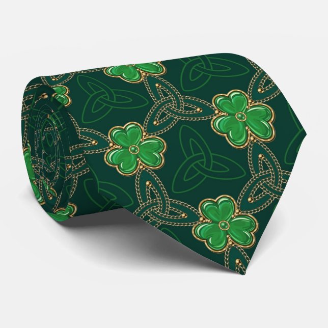 Corbata Día de San Patricio geométrico Triskele celta Sham (Enrollado)