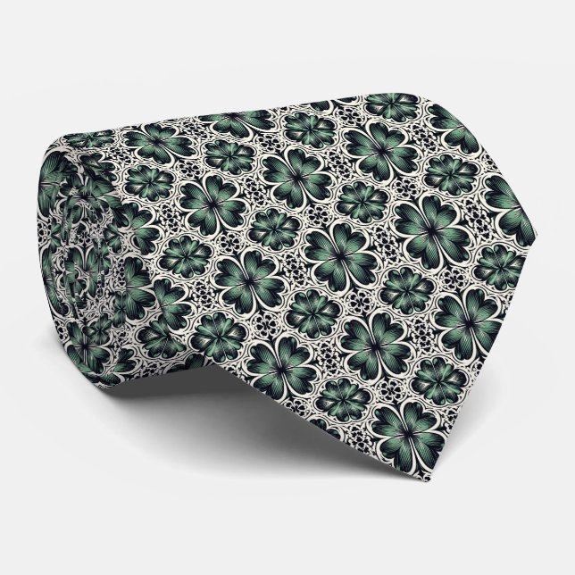 Corbata Día de San Patricio Patrón abstracto de trébol de  (Enrollado)