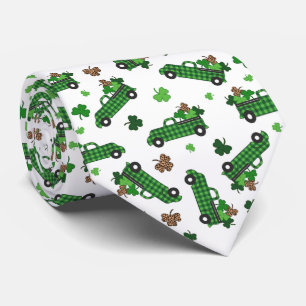 Corbata Día de San Patricio Verde Cuadros Camión Hoja de T