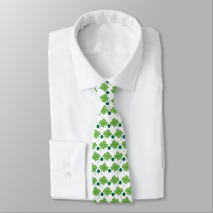 Corbata Día de San Patricio Verde Trébol de Cuatro Hojas