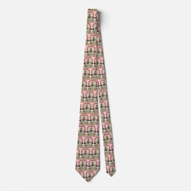 Corbata Día de San Valentín Antiguo y Bonito, Niña con Flo (Anverso)