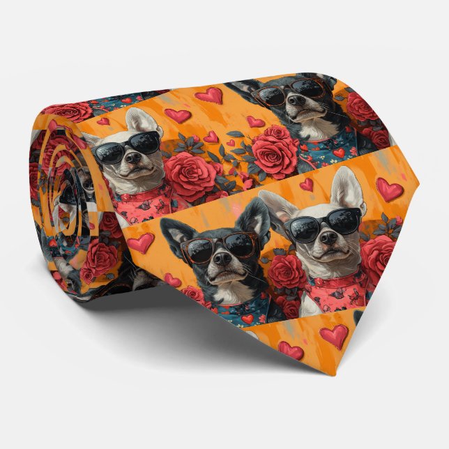 Corbata Día de San Valentín de Rosas con Ganado Australian (Enrollado)