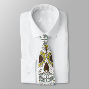Corbata Día del cráneo floral muerto