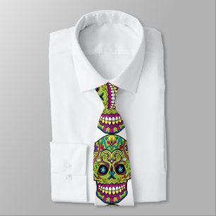 Corbata Día del Cráneo Verde Muerto