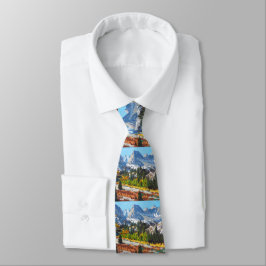 Corbata Día Hermoso en las Montañas Pintura al Óleo