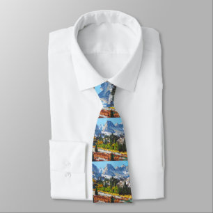 Corbata Día Hermoso en las Montañas Pintura al Óleo