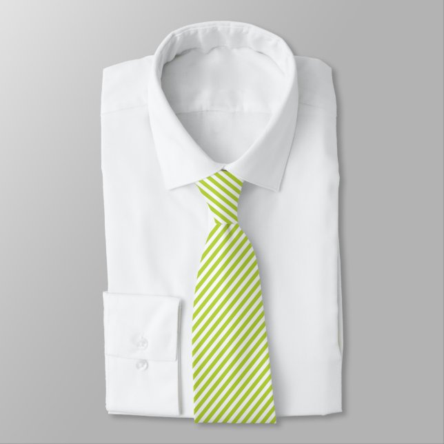 Corbata Diagonal lime green and white stripes pattern (Atado)