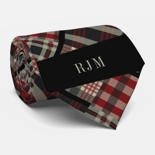 Corbata Diagonal monogramada en rojo profundo