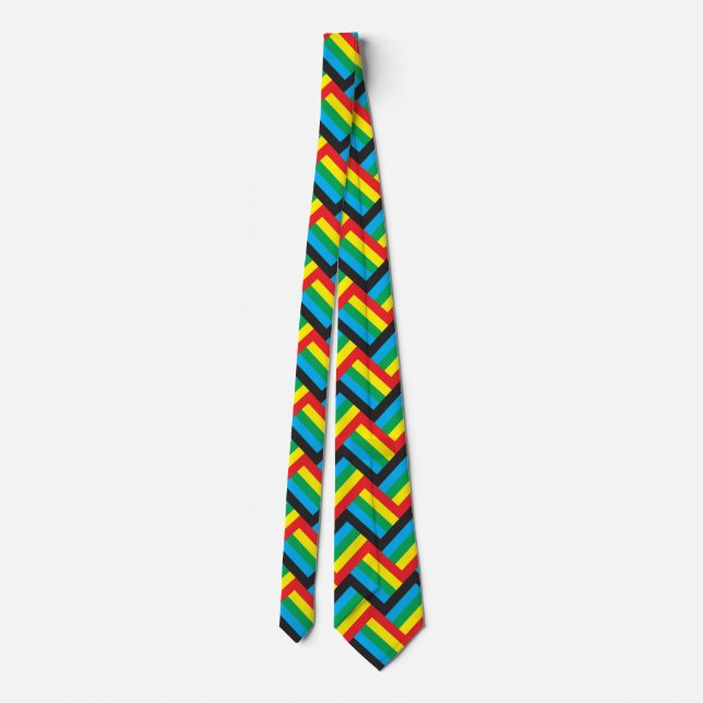 Corbata diagonales rojos verdes azules negros (Reverso)