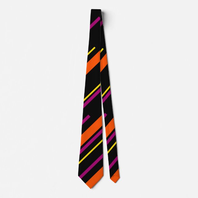 Corbata Diagonarios - Negro, rosa, Naranja y amarillo (Anverso)