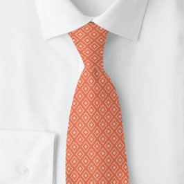 Corbata Diamante con muescas naranja coral