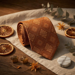 Corbata Diamante de Naranja Terracota