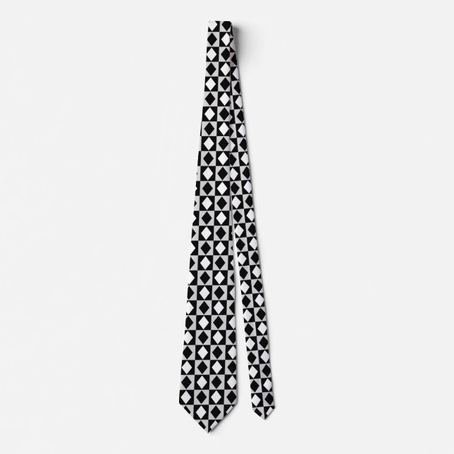 Corbata Diamante de Rhombus blanco negro (Anverso)