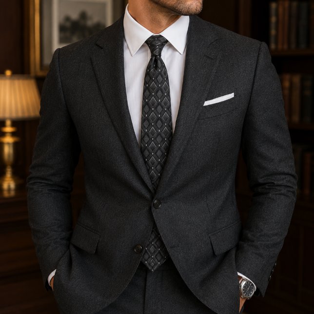 Corbata Diamante Geométrico Negro Carbón (Subido por el creador)