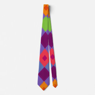 Corbata Diamante Multicolor Vibrante sobre Púrpura, Atrevi
