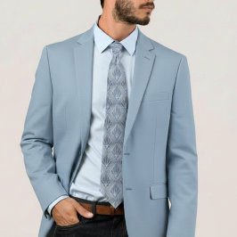 Corbata Diamantes blancos azul grisáceo patrón Art Deco