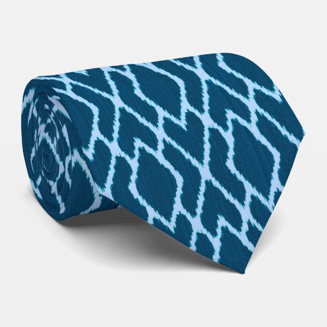 Corbata Diamantes de Ikat - sombras del azul del dril de (Enrollado)