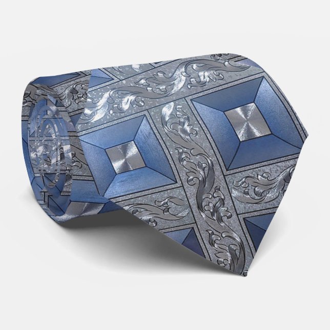 Corbata Diamantes de Relieve metalizado azul (Enrollado)