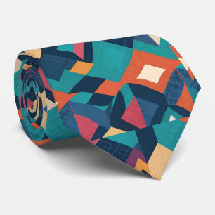 Corbata Diamantes geométricos en colores Verde azulados re