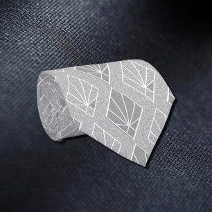 Corbata Diamantes grises y blancos Patrón Art Déco Álbum d