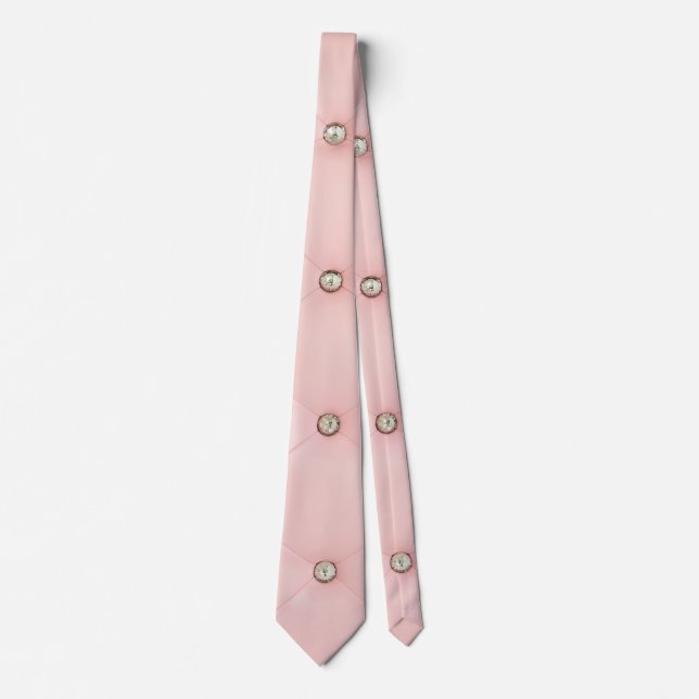 Corbata Diamond Bling Pink Tufted Leather Jewel Vinyl Tie (Anverso)