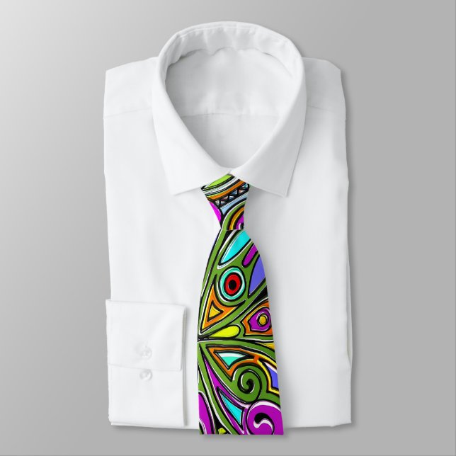 Corbata Dibujando Arte de Fantasía - Flores Abstractas 1 (Atado)