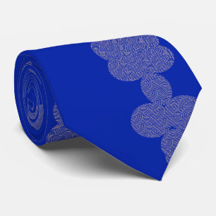 Corbata Dibujo de arte asiático vintage color sólido azul