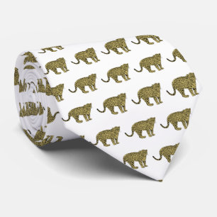 Corbata Dibujo de Gato con Manchas de Leopardo Guepardo An