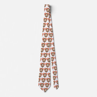 Corbata Dibujo de mono sonriente de amor en corazón