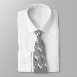 Corbata Dibujo de pollo blanco